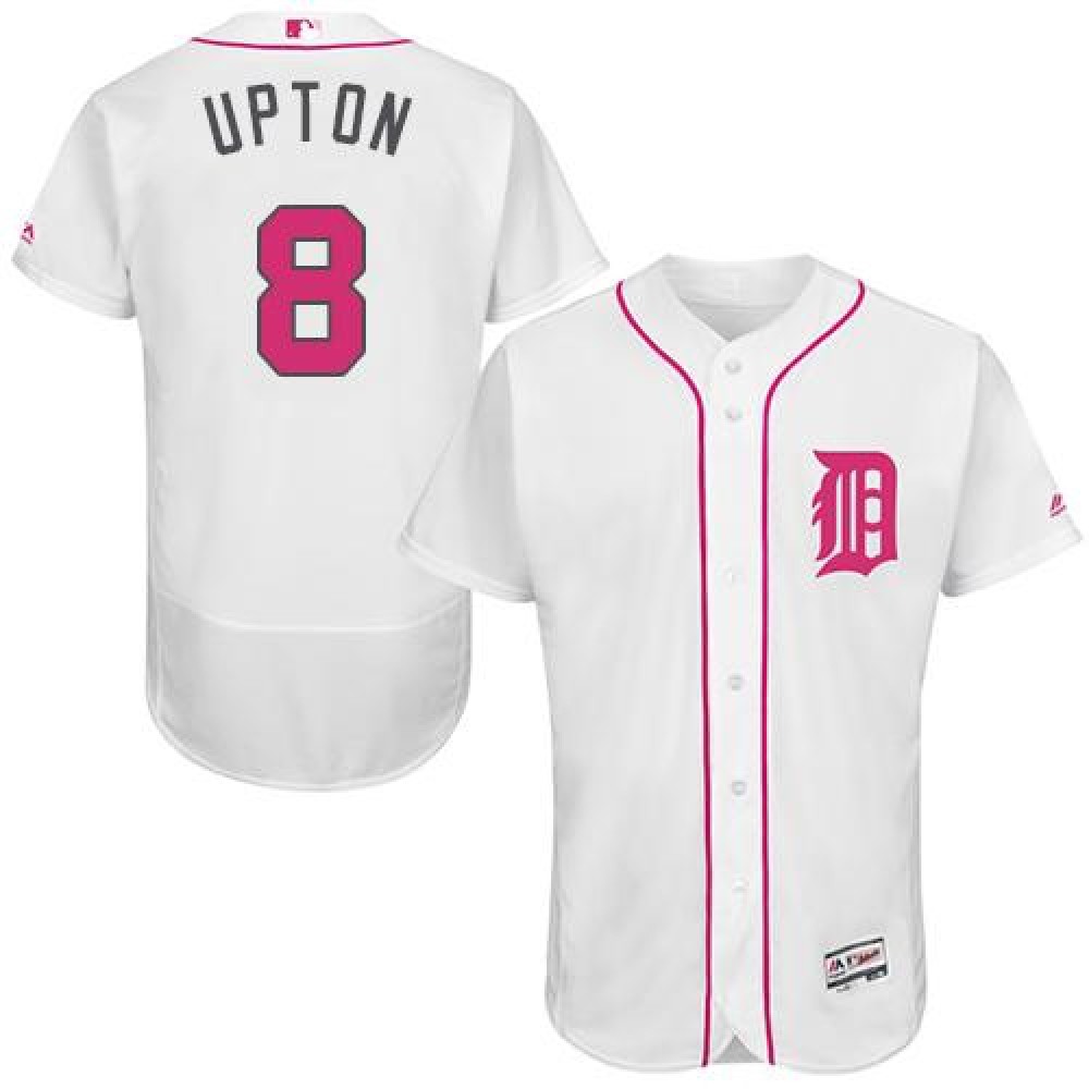 Tigers #8 Justin Upton White Flexbase Authentic Collection 2016 Mother's Day Stitched MLB Jersey 1