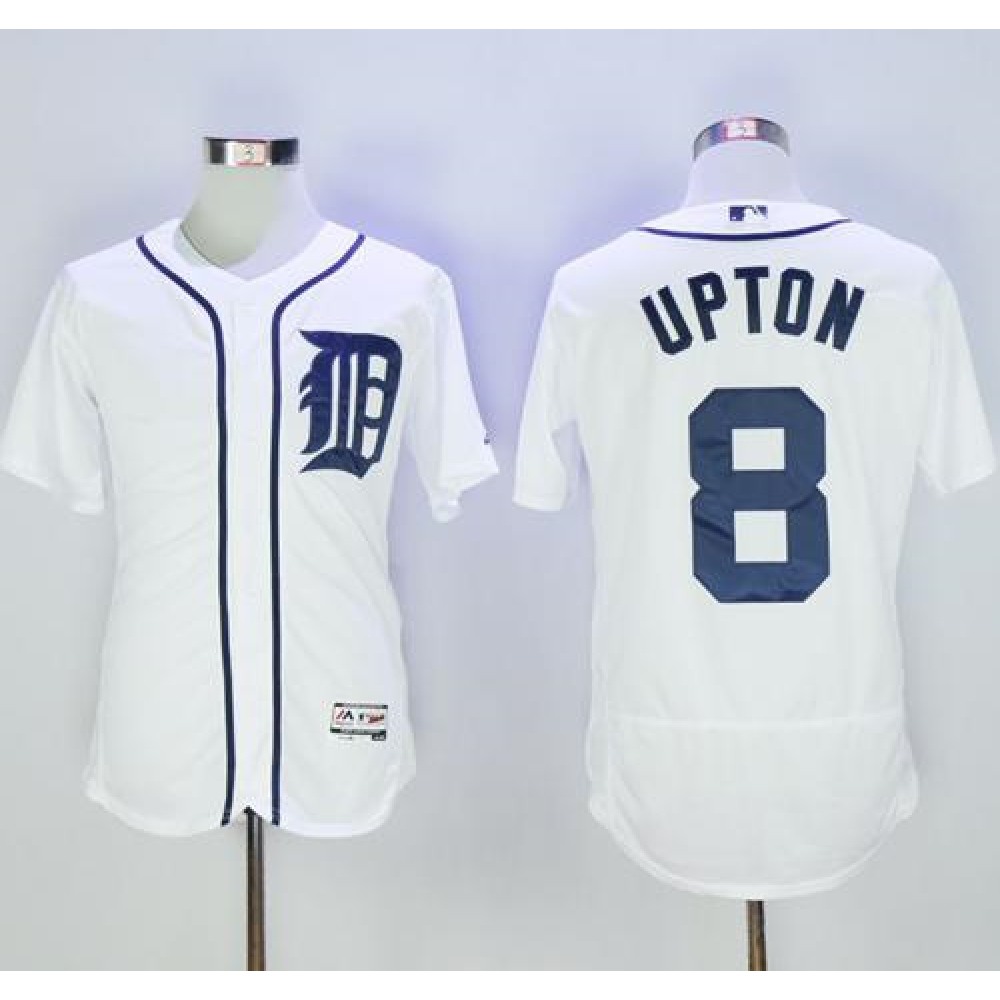 Tigers #8 Justin Upton White Flexbase Authentic Collection Stitched MLB Jersey 1