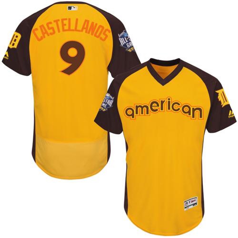 Tigers #9 Nick Castellanos Gold Flexbase Authentic Collection 2016 All-Star American League Stitched MLB Jersey 1
