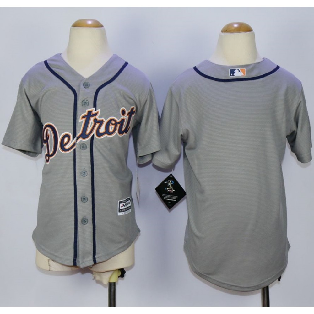 Tigers Blank Grey Cool Base Stitched Youth MLB Jersey 1