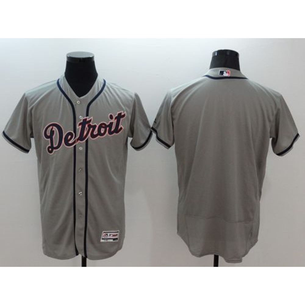 Tigers Blank Grey Flexbase Authentic Collection Stitched MLB Jersey 1