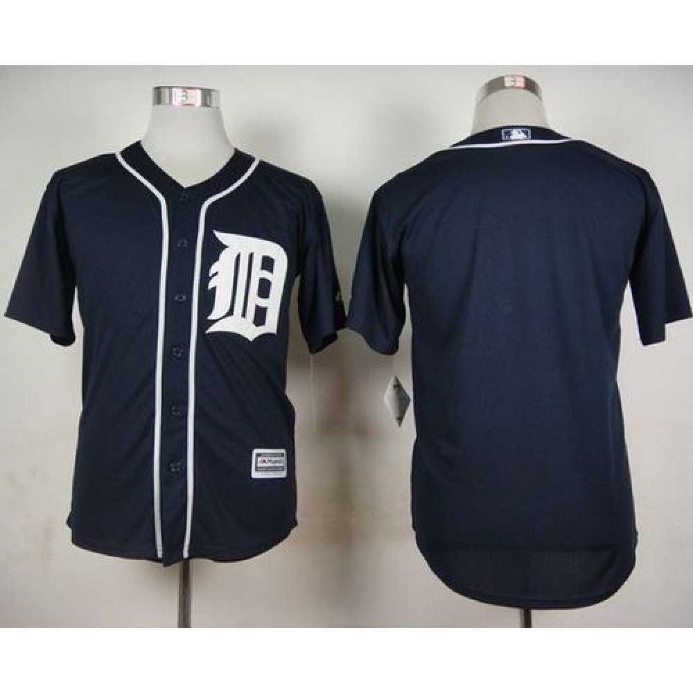 Tigers Blank Navy Blue Cool Base Stitched MLB Jersey 1