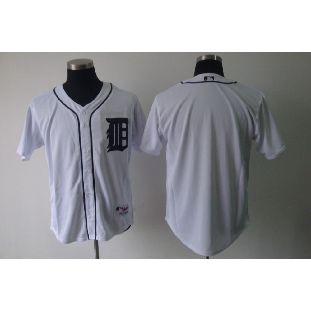 Tigers Blank White Cool Base Stitched MLB Jersey 1