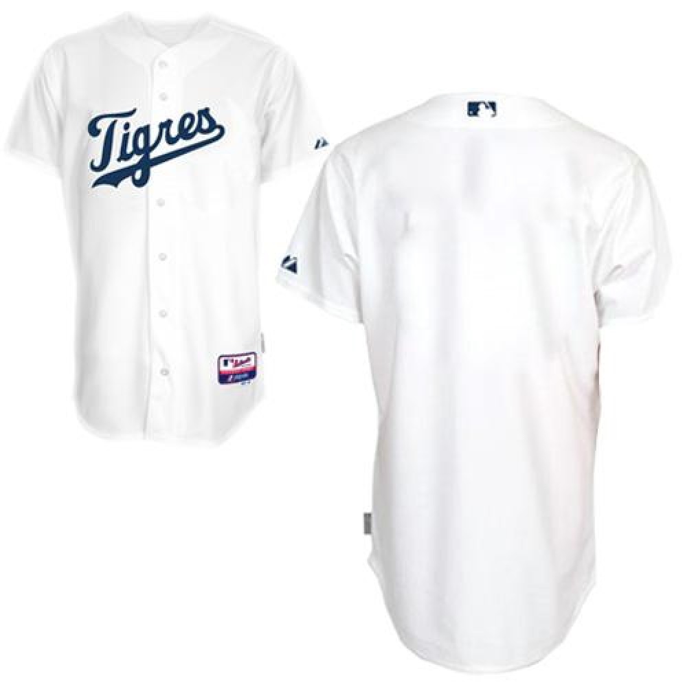 Tigers Blank White Home "Los Tigres" Stitched MLB Jersey 1