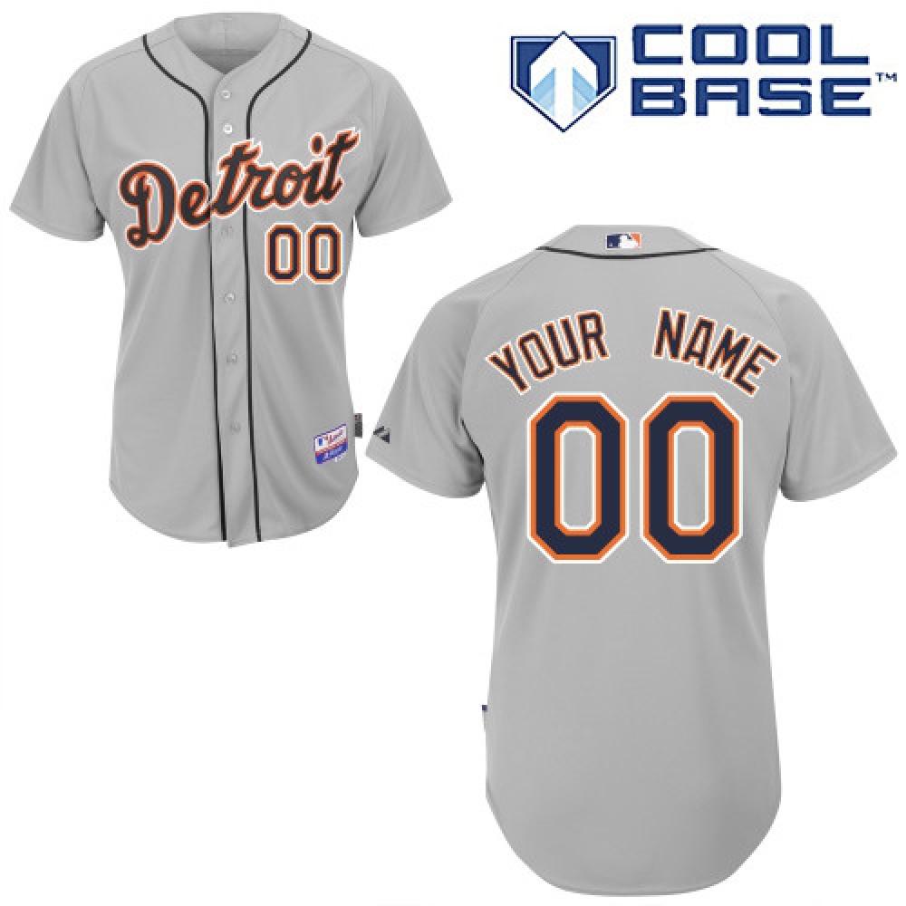 Tigers Personalized Authentic Grey MLB Jersey 1