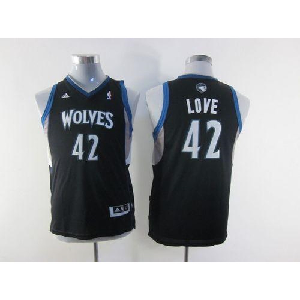 Timberwolves #42 Kevin Love Black Stitched Youth NBA Jersey 1