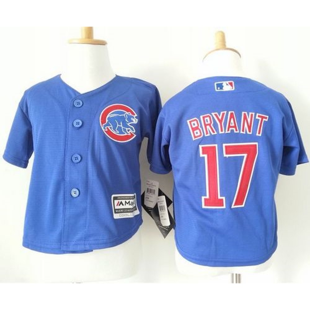 Toddler Cubs #17 Kris Bryant Blue Cool Base Stitched MLB Jersey 1