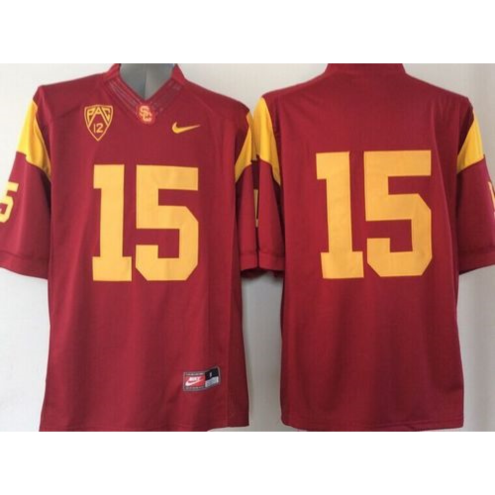 Trojans #15 Red PAC-12 C Patch Stitched NCAA Jersey 1