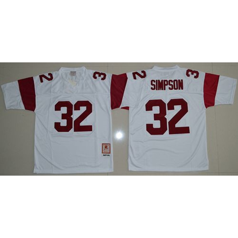 Trojans #32 O.J. Simpson White Stitched NCAA Jersey 1