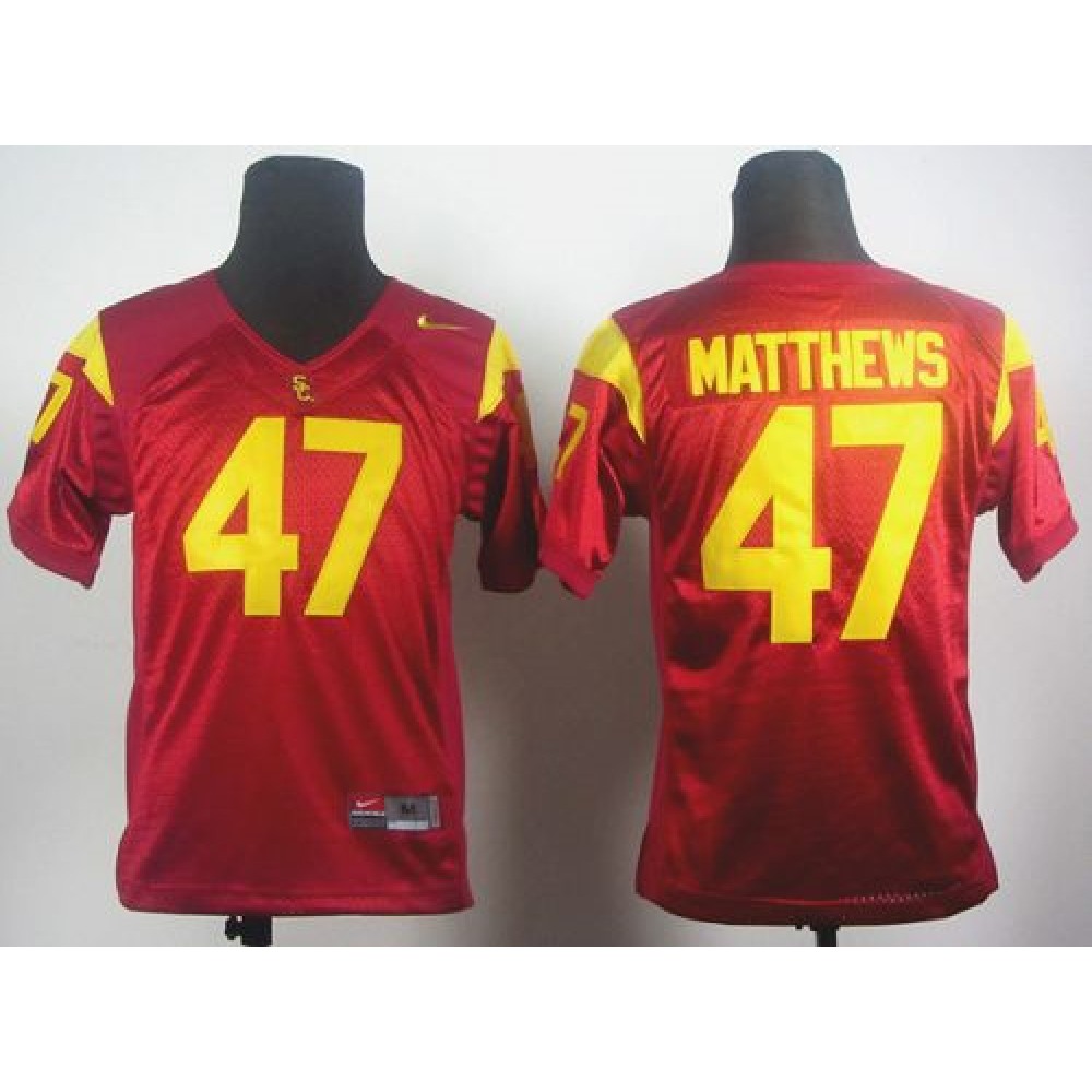 Trojans #47 Clay Matthews Red Stitched Youth NCAA Jersey 1