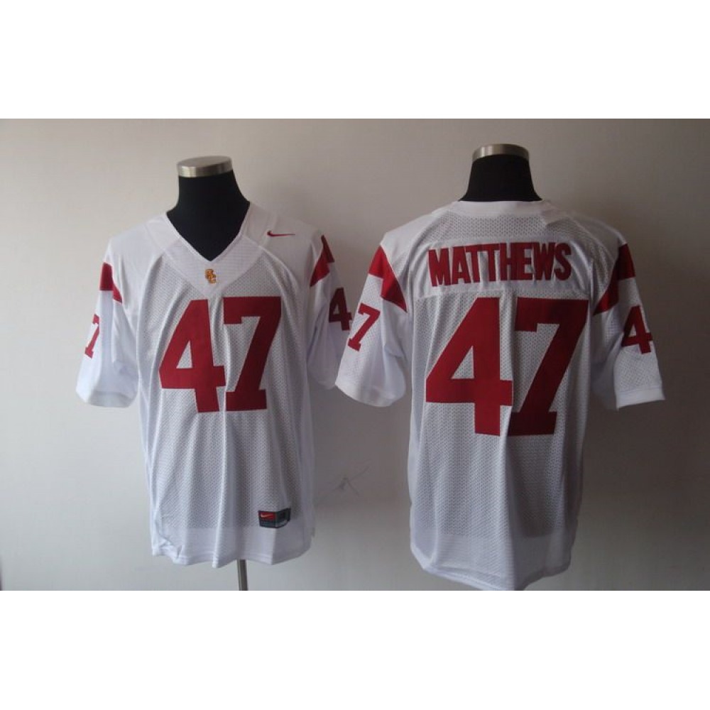 Trojans #47 White Stitched NCAA Jersey 1