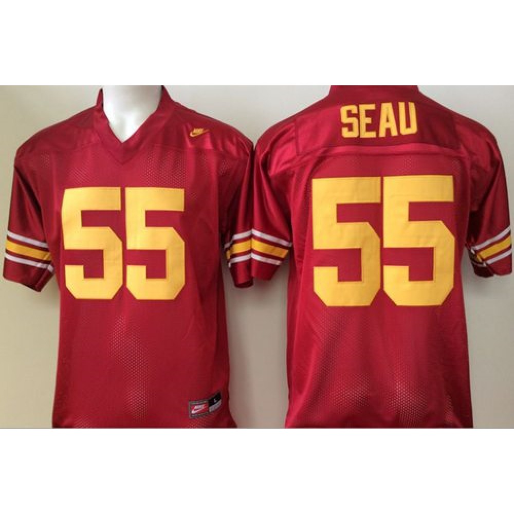 Trojans #55 Junior Seau Red Stitched NCAA Jersey 1