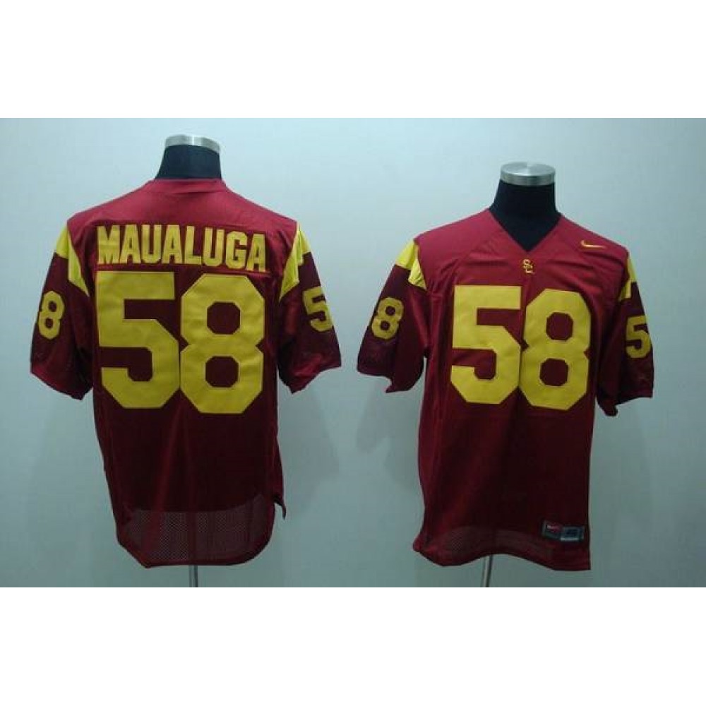 Trojans #58 Rey Maualuga Red Stitched NCAA Jersey 1
