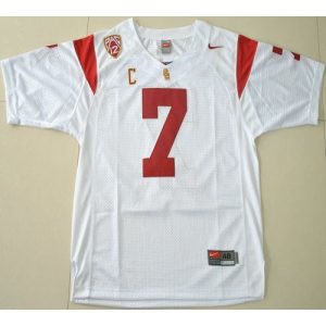 Trojans #7 Matt Barkley White With PAC-12 C Patch Stitched NCAA Jersey