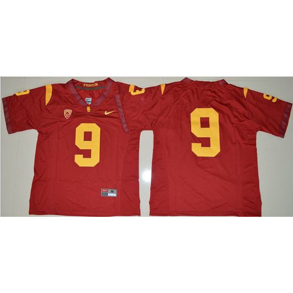 Trojans #9 JuJu Smith-Schuster Red PAC-12 C Patch Stitched NCAA Jersey 1