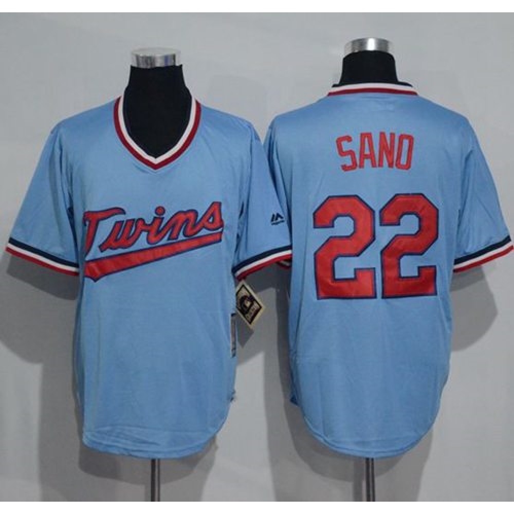 Twins #22 Miguel Sano Light Blue Cooperstown Throwback Stitched MLB Jersey 1