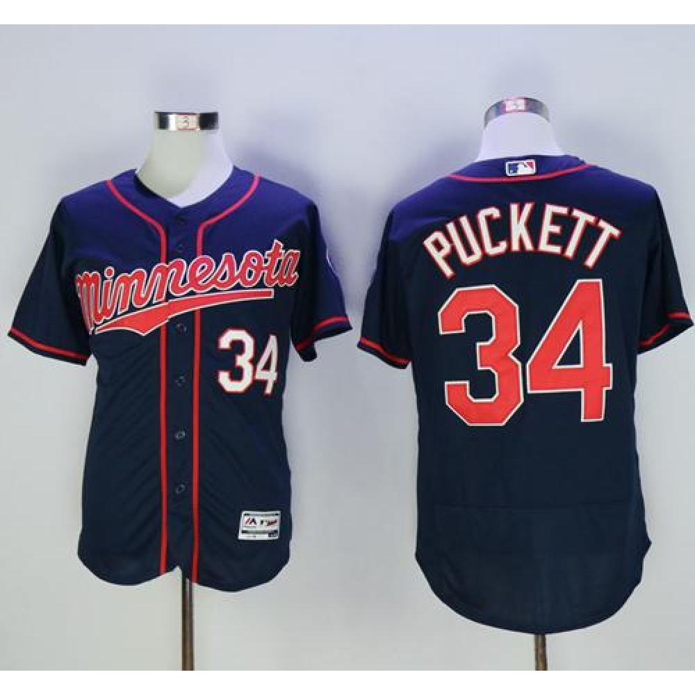 Twins #34 Kirby Puckett Navy Blue Flexbase Authentic Collection Stitched MLB Jersey 1