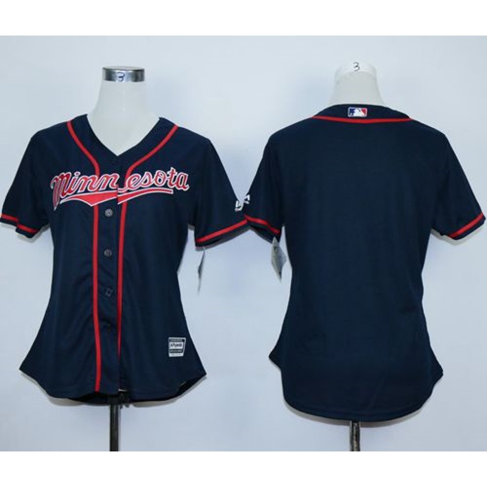 Twins Blank Navy Blue Alternate Road Women's Stitched MLB Jersey 1