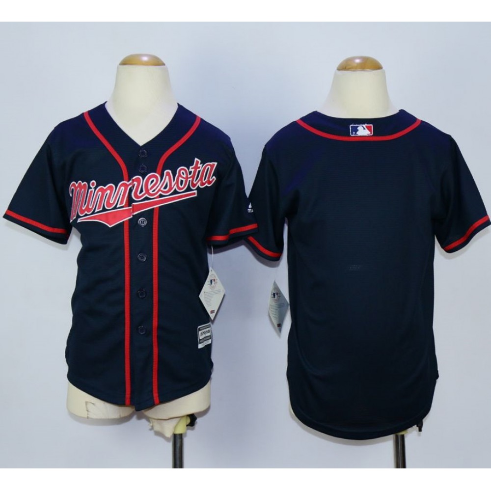 Twins Blank Navy Blue Cool Base Stitched Youth MLB Jersey 1