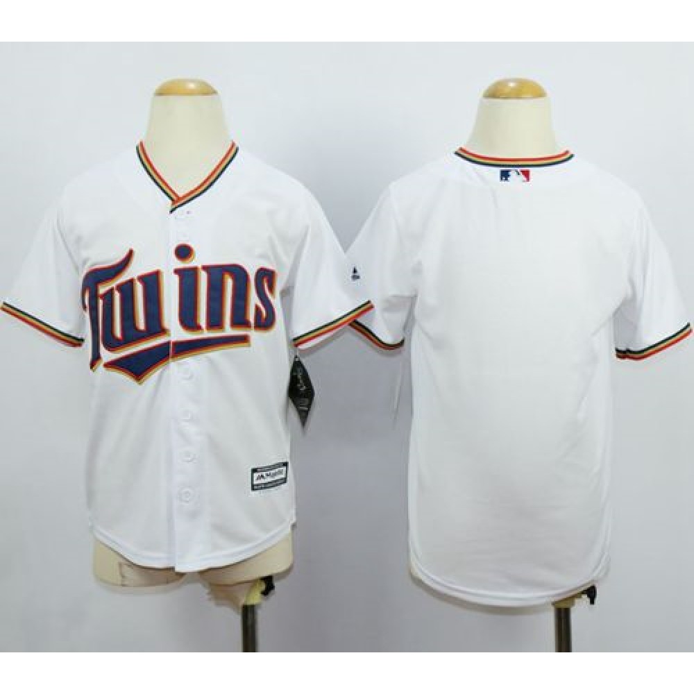 Twins Blank White Cool Base Stitched Youth MLB Jersey 1