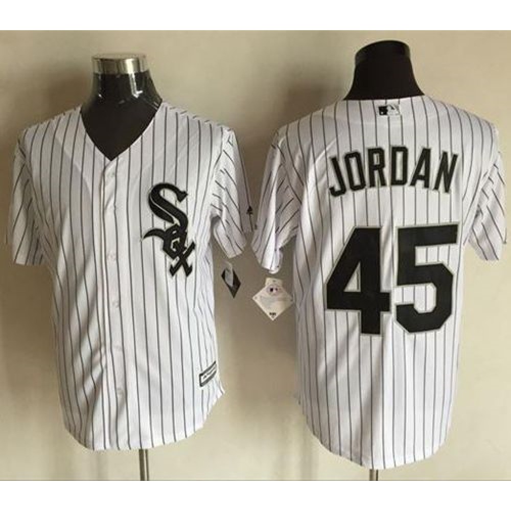 White Sox #45 Michael Jordan White(Black Strip) New Cool Base Stitched MLB Jersey 1