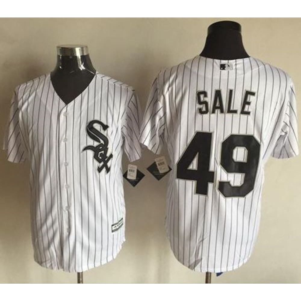 White Sox #49 Chris Sale White(Black Strip) New Cool Base Stitched MLB Jersey 1