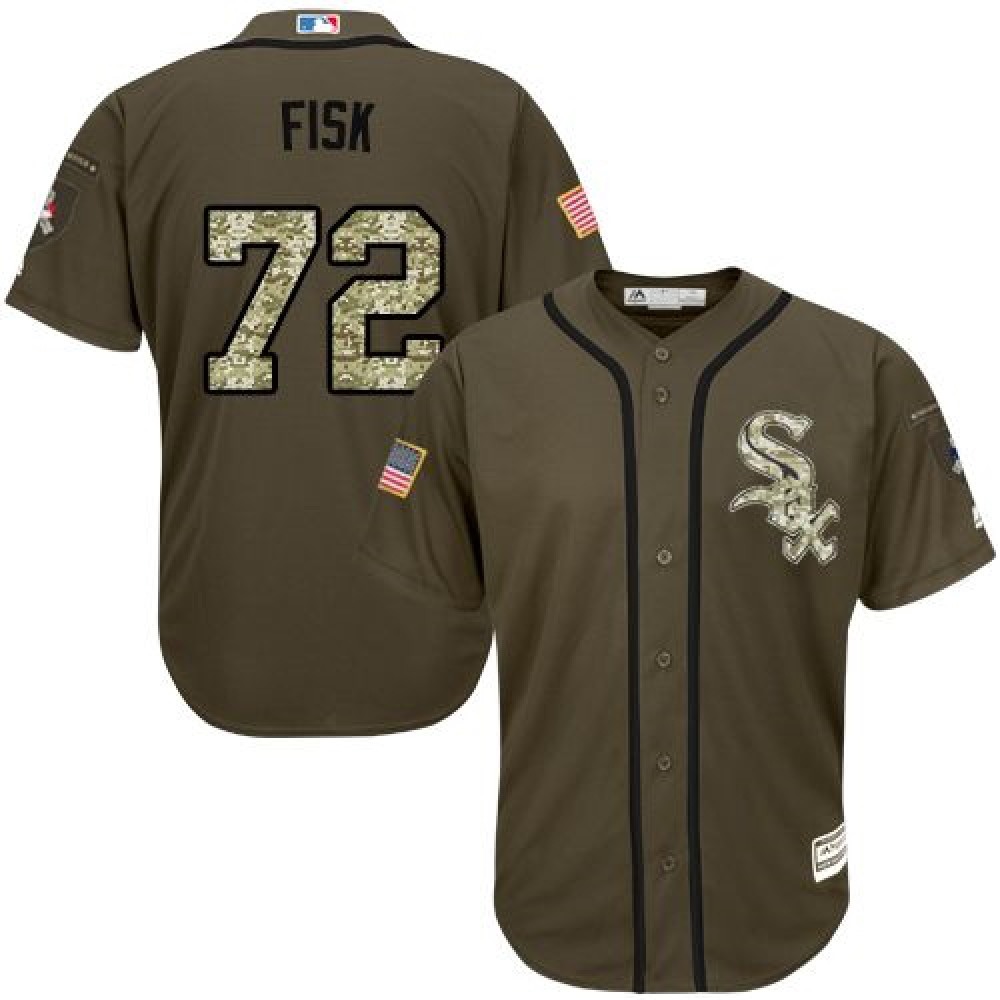 White Sox #72 Carlton Fisk Green Salute to Service Stitched Youth MLB Jersey 1