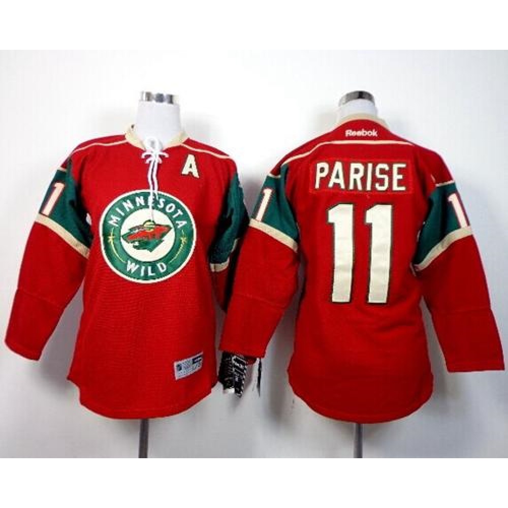 Wild #11 Zach Parise Red Stitched Youth NHL Jersey 1
