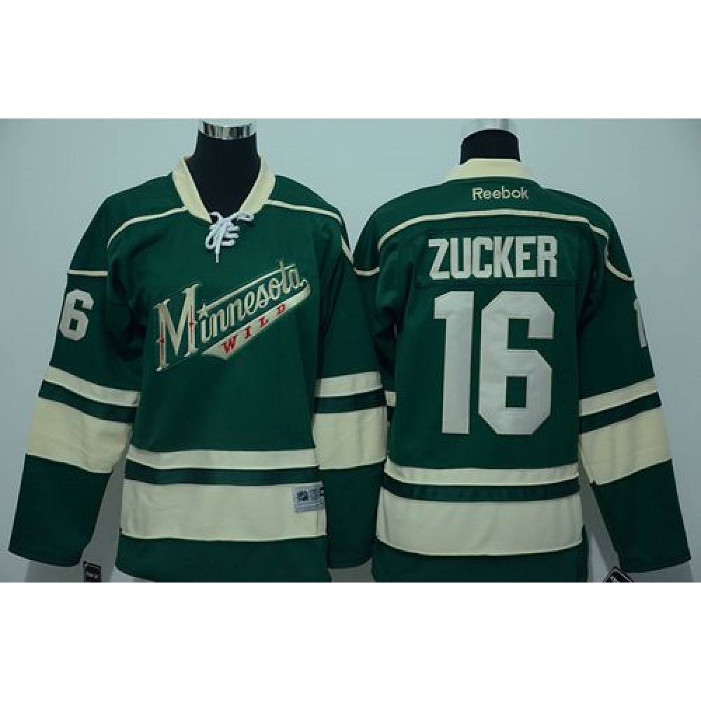 Wild #16 Jason Zucker Green Stitched Youth NHL Jersey 1