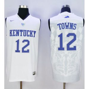 Wildcats #12 Karl-Anthony Towns White Basketball Stitched NCAA Jersey
