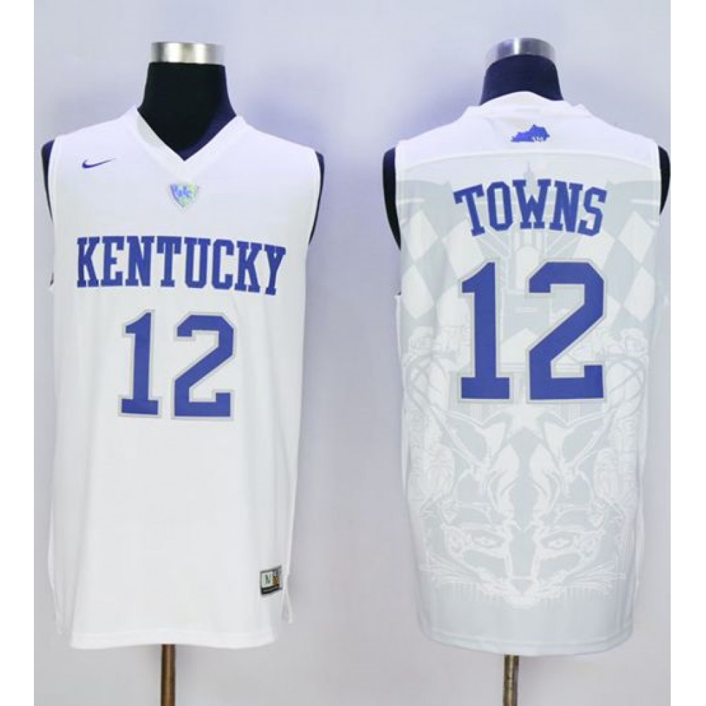 Wildcats #12 Karl-Anthony Towns White Basketball Stitched NCAA Jersey 1