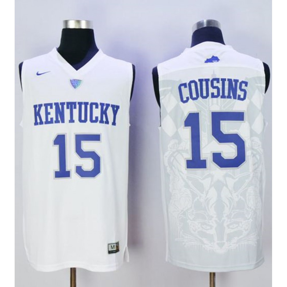 Wildcats #15 DeMarcus Cousins White Basketball Stitched NCAA Jersey 1