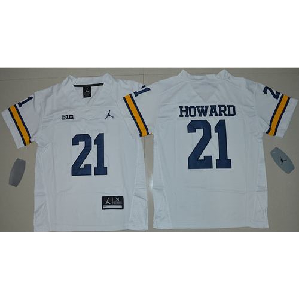 Wolverines #21 Desmond Howard White Stitched Youth NCAA Jersey 1