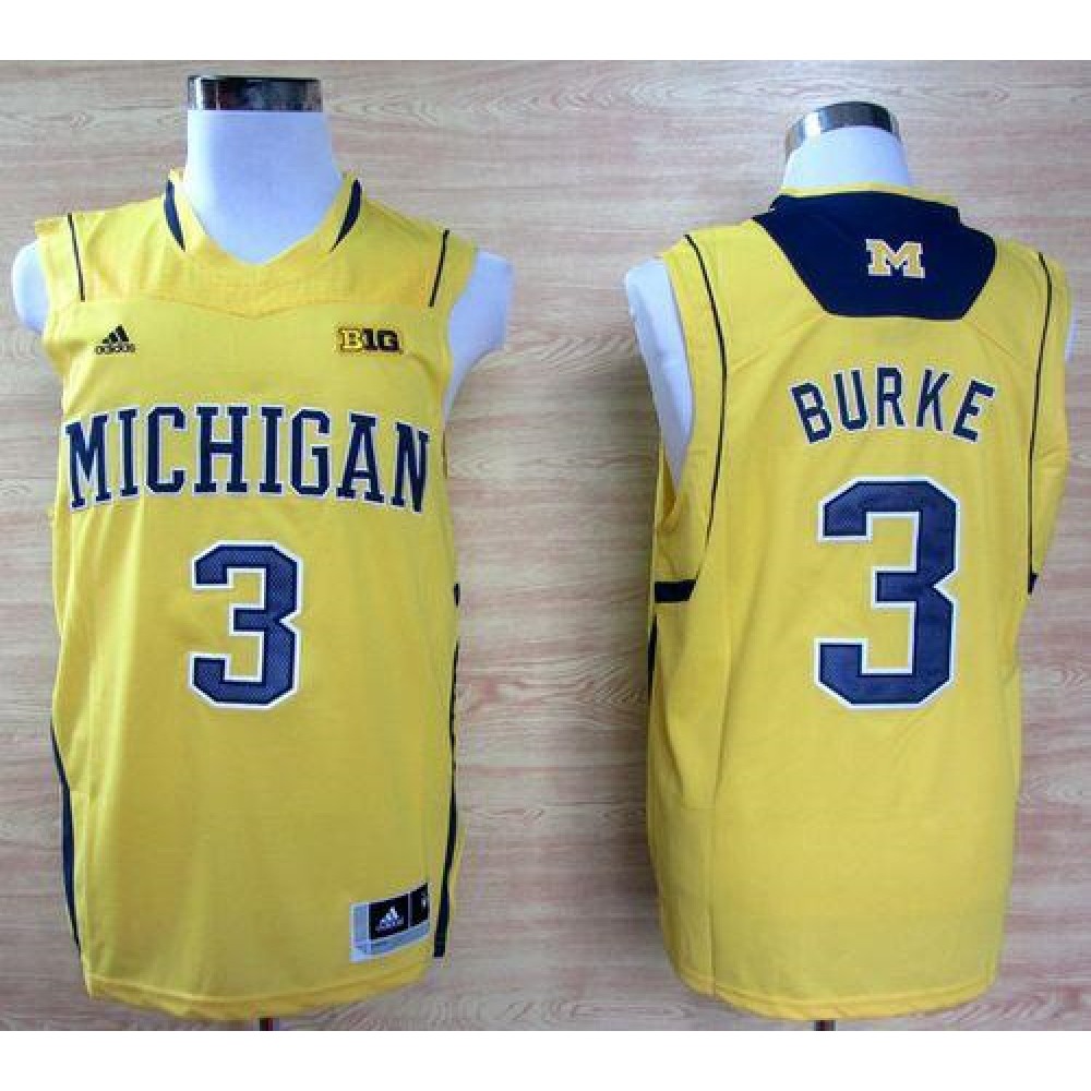 Wolverines #3 Trey Burke Gold Basketball Stitched NCAA Jersey 1