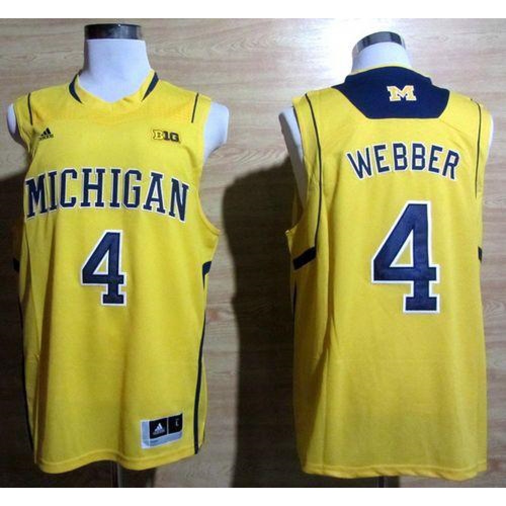 Wolverines #4 Chris Webber Gold Basketball Stitched NCAA Jersey 1