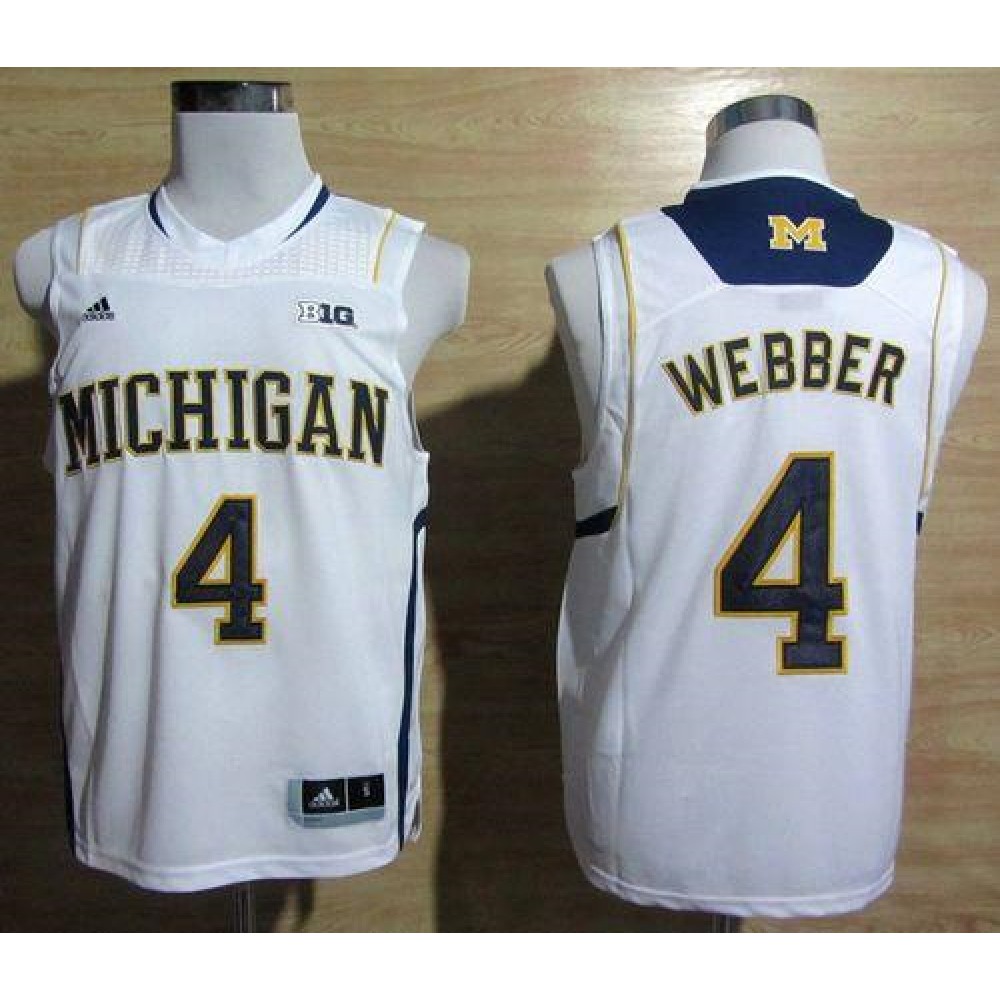 Wolverines #4 Chris Webber White Basketball Stitched NCAA Jersey 1