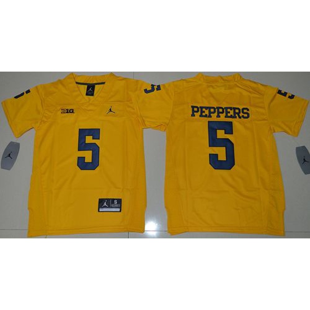 Wolverines #5 Jabrill Peppers Gold Stitched Youth NCAA Jersey 1