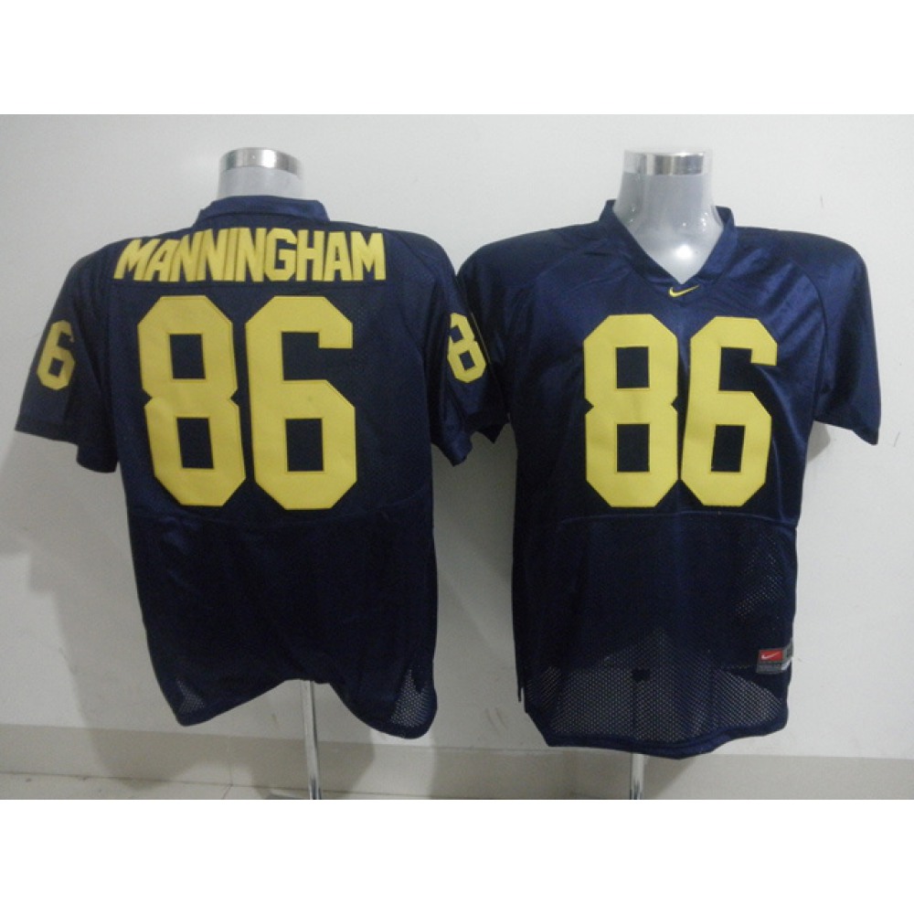 Wolverines #86 Mario Manningham Blue Stitched NCAA Jersey 1