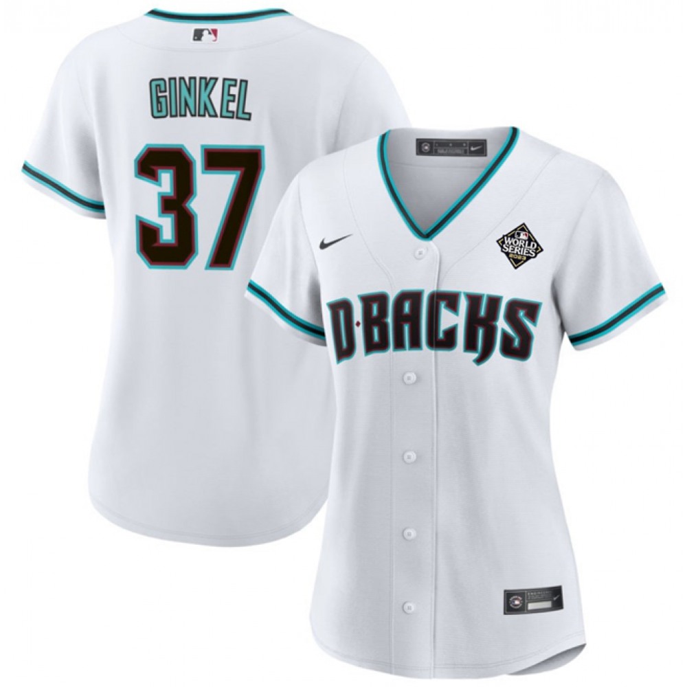 Women's Arizona Diamondbacks #37 Kevin Ginkel White 2023 World Series Stitched Baseball Jersey(Run Small) 1