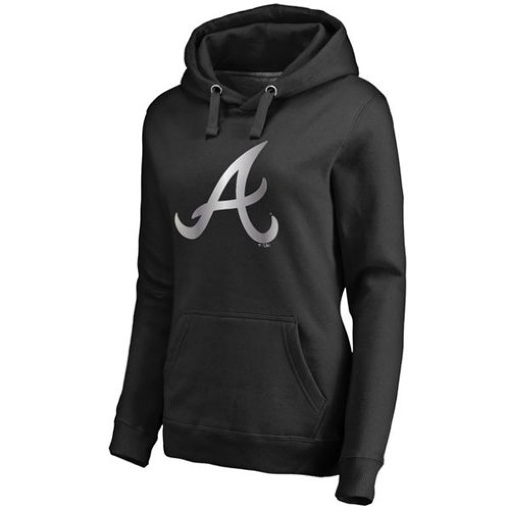 Women's Atlanta Braves Platinum Collection Pullover Hoodie Black 1