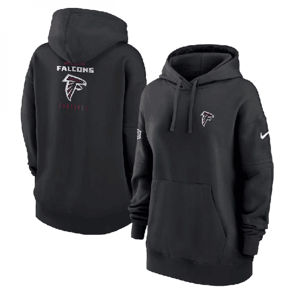 Women's Atlanta Falcons Black Sideline Club Fleece Pullover Hoodie(Run Small) 1