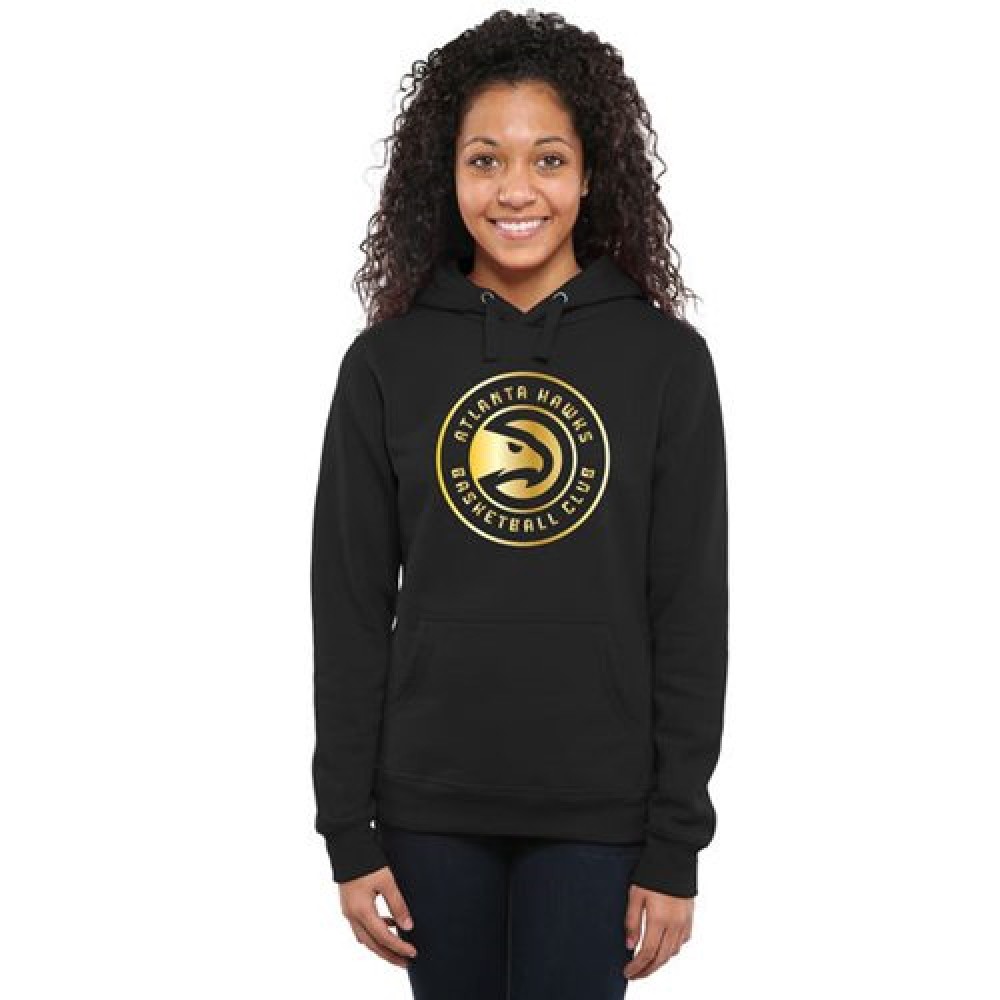 Women's Atlanta Hawks Gold Collection Pullover Hoodie Black 1