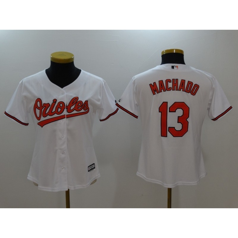Women's Baltimore Orioles #13 Manny Machado White Cool Base Stitched Jersey 1
