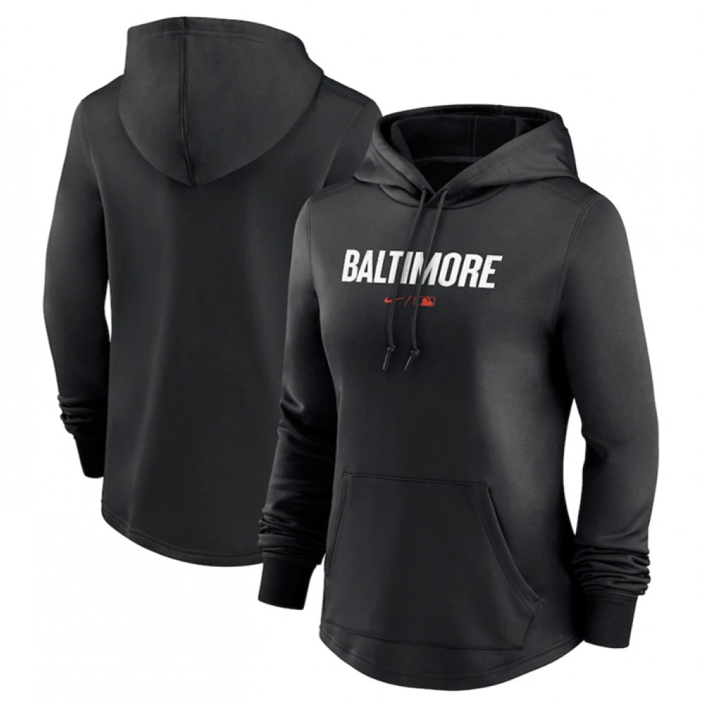 Women's Baltimore Orioles Black 2023 City Connect Performance Pullover Hoodie(Run Small) 1