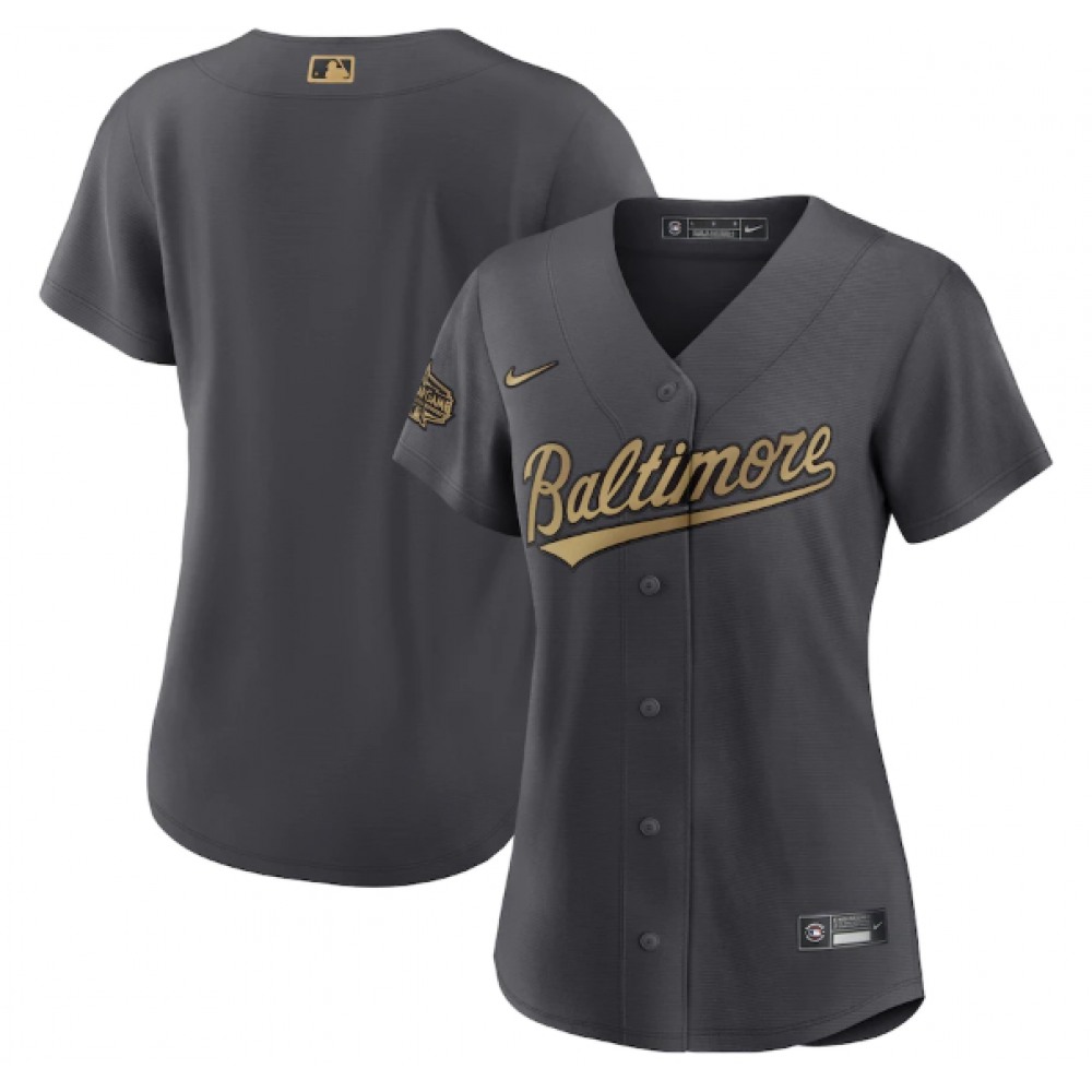 Women's Baltimore Orioles Blank 2022 All-Star Charcoal Stitched Baseball Jersey(Run Small) 1