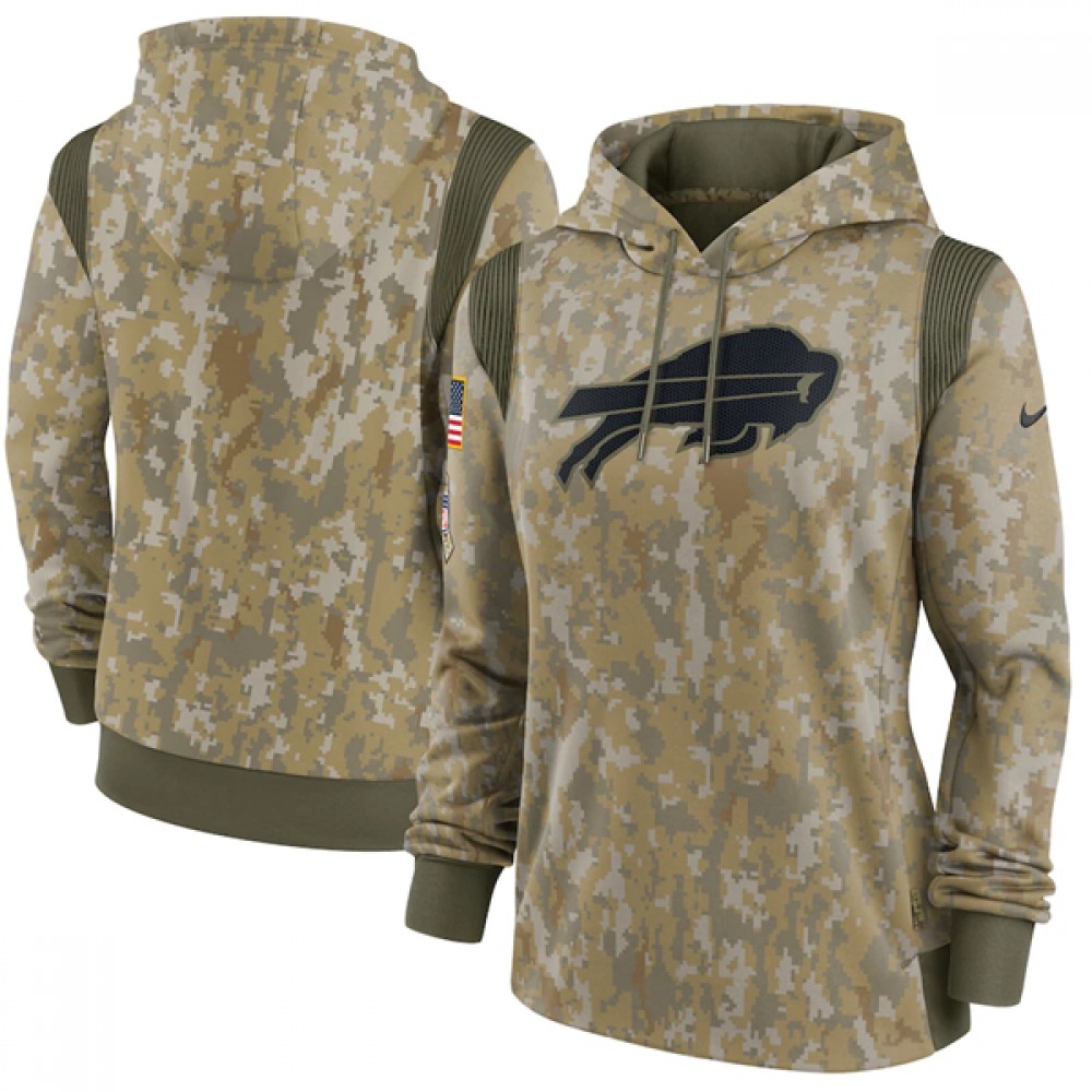 Women's Buffalo Bills 2021 Camo Salute To Service Therma Performance Pullover Hoodie(Run Small) 1