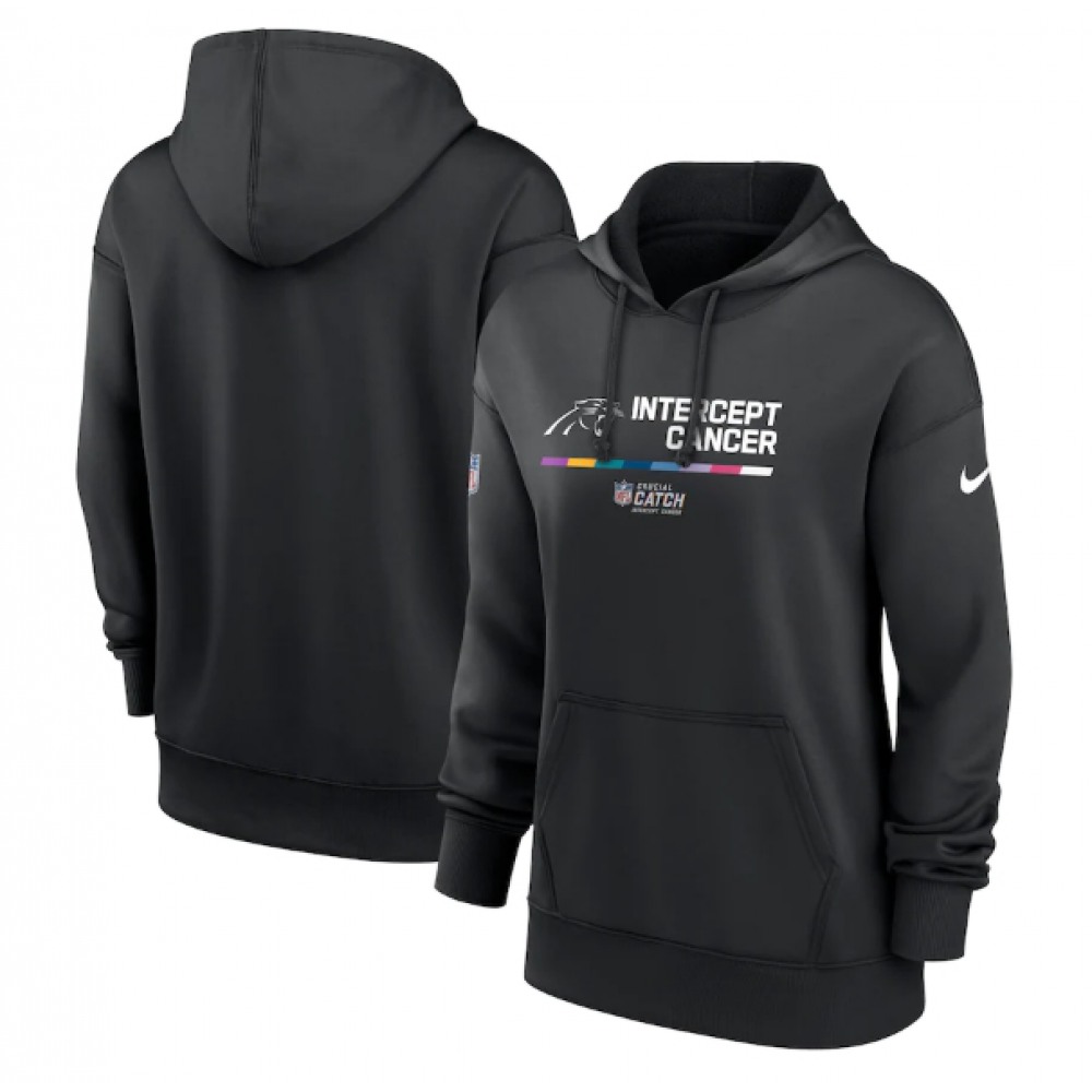 Women's Carolina Panthers 2022 Black NFL Crucial Catch Therma Performance Pullover Hoodie(Run Small) 1
