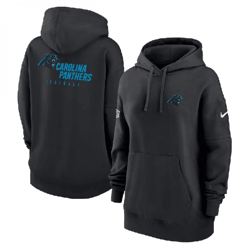 Women's Carolina Panthers Black Sideline Club Fleece Pullover Hoodie(Run Small) 1