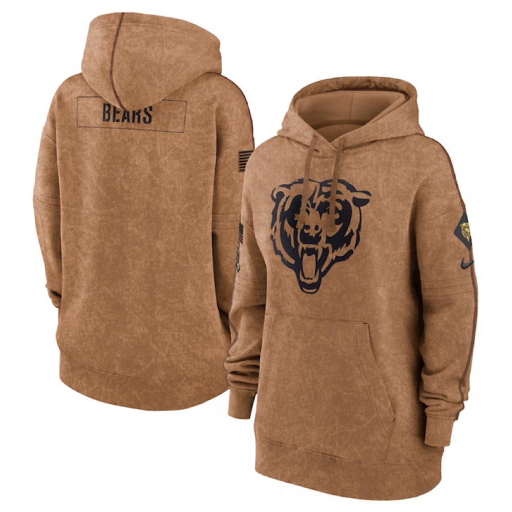 Women's Chicago Bears 2023 Brown Salute to Service Pullover Hoodie(Run Small) 1