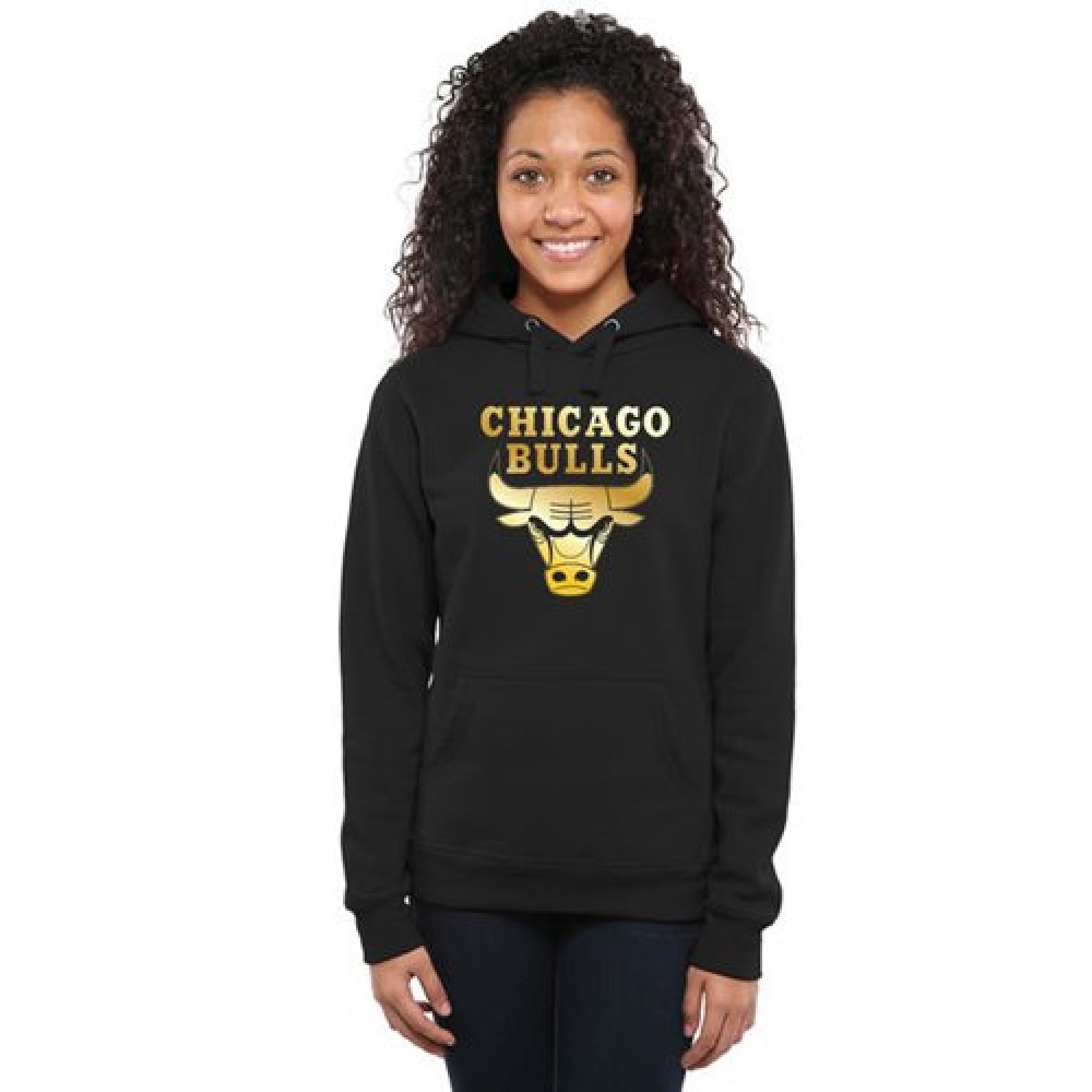 Women's Chicago Bulls Gold Collection Pullover Hoodie Black 1